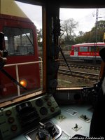 Blick vom führerstand vom SVT 137 234 auf den 772 342 in Falkenberg/Elster am 9.10.16