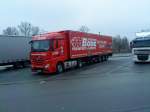 SZM Mercedes-Benz Actros 1845 mit Khlkofferauflieger der Spedition Bode gesehen auf dem Parkplatz der Raststtte Dannstadt an der A 61 am 14.01.2014