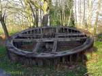 Munster (Örtze), ausgedientes Mühlrad der historischen Wassermühle an der Örtze.