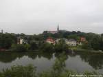 Blick auf die Saale und Halle Krllwitz am 18.6.15