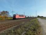 155 121 mit einem Kesselzug in Saarmund, 22.10.13