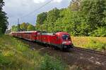 Nach einem Zwischenhalt in Fangschleuse setzt dieser RE1 mit 182 015 an der Spitze die Fahrt in Richtung Frstenwalde und Frankfurt (Oder) fort.