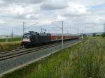 Taurus 005 mit einer RB10 Halle(S) - Eisenach am 8.7.15 am GVZ Erfurt.