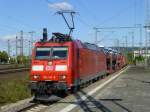 185 147 mit einem gemischten Güterzug bei der Durchfaht durch Göttingen, 30.9.15.