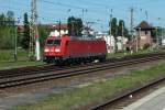 185 363 rckt am 30.5.14 aus der Abstellung des Bahnhofes Frankfurt (Oder) in Richtung GBF Oderbrcke aus.