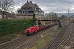 Mit einem bergabezug aus dem Lennetal ist 265 028 in Hagen-Kabel auf dem Weg in Richtung Norden.