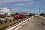 442 126, der aufgrund einer Streckensperrung in Lichtenberg endete, hat seine fast einstündige Pause abgestanden und bricht nun wieder in Richtung Senftenberg auf.