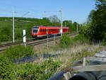 Ein einzelner 612 027 als RE 3 am 7.5.2018 nach Erfurt.