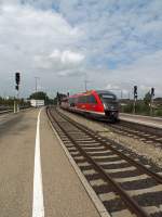 642 011 kommt am 31.07.14 als RegionalBahn aus Reutte in Kempten an.