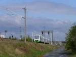 Gleich 4 Regioshuttles wollen am 8.4.2014 gleich das Gleis wechseln und in den Betriebshof am Ostbahnhof einfahren, hinten ist STB VT 123.