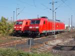 185 203-7 und 145 025-3 pausierten,am 05.Oktober 2014,in der Einsatzstelle Berlin Lichtenberg.