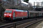 EG 3112 zog einen gemischten güterzug durch hh-harburg,23.01.15