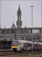 Class 745, Überführungsfahrt des neuen elektrischen Flirt UK beim ersten Stopp in Konstanz.