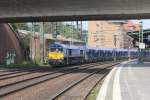 Eine Class 66 kommt am 03.09.2011 durch Hamburg Harburg Gefahren.