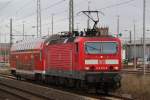 143 841-5 mit Pbz von Rostock Hbf nach Berlin/Cottbus bei der Ausfahrt im Rostocker Hbf.30.11.2011 