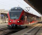 Ersatzzug(RE 94104)von Rostock Hbf bis Blankenberg(Meckl)bei der Ausfahrt im Rostocker Hbf.22.04.2012