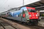 101 083-4 mit IC 2372 von Frankfurt(Main)Hbf nach Stralsund kurz nach der Ankunft im Rostocker Hbf.20.07.2012