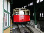 Die Oberweißbacher Bergbahn,am 27.Mai 2020,in der Bergstation Lichtenhain.