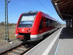 623 522,nach Ueckermnde Stadthafen,am 20.April 2019,auf Gleis 1 in Pasewalk.