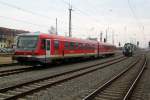 628 551-3(DB-Regio Nordost Berlin/Brandenburg)stand am 19.02.2016 im Rostocker Hbf.Neben an stand noch die Vossloh G6 650 114-8 rum