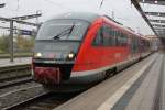 642 186 als RB12 von Rostock Hbf nach Graal-Mritz bei der Ausfahrt im Rostocker Hbf.17.10.2015