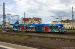 VT 011  Urlaubsmarkt Flughafen Leipzig/Halle  (650 543-1) MRB - Mitteldeutsche Regiobahn als HEX RB47 (HEX80979) von Bernburg nach Halle(Saale)Hbf, bei der Einfahrt in den Haller Hbf. 12.06.2012