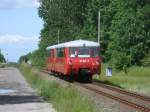 Nicht mehr weit nach Bergen/Rgen hatte es der LVT 172 001-0/601-7,am 02.Juni 2012,als Dieser von Lauterbach Mole kam.