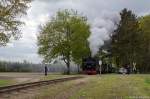 99 4633 der Rügenschen Bäderbahn gastierte im Mai 2015 bei der Prignitzer Kleinbahnmuseum Lindenberg e.