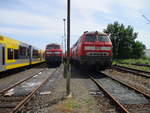 218 313 und 218 902,am 03.Juni 2020,im Bw Leipzig Engelsdorf.