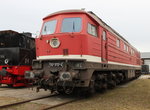 132 372-4 stand zu den Schweriner Modellbahn-Tagen drauen zur besichtigung.01.10.2016