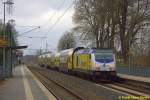 246 009 schiebt ME 83509 nach Stade am 07.04.2015 durch Neukloster (Kreis Stade)