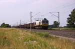 247 042-5 (266 442-3) ECR - Euro Cargo Rail SAS fr MEG - Mitteldeutsche Eisenbahn GmbH mit einem MEG E-Wagen Ganzzug in Vietznitz und fuhr in Richtung Nauen weiter.