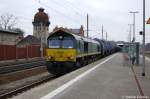 DE 64 (266 064-5) HGK mit Dieselkraftstoff oder Gasl oder Heizl (leicht) Kesselzug in Rathenow in Richtung Stendal unterwegs.