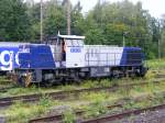 Eine MaK 1206 der RBH ist am 30.08.2010 im Bahnhof Gladbeck-West unterwegs.