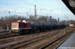 202 484-2 (203 229-0) der LEG - Leipziger Eisenbahnverkehrsgesellschaft mbH mit einem Ethanol Kesselzug in Magdeburg.