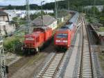 298 318-7 lie,am 09.August 2012,in Bergen/Rgen,101 105-5 mit dem IC 2213 Binz-Stuttgart vorbei.