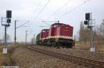 204 354-5 (202 354-7) & 204 347-9 (202 347-1) MTEG - Muldental Eisenbahnverkehrsgesellschaft mbH mit einem leeren Holzzug in Stendal(Wahrburg) und fuhren zum Gterbahnhof weiter, um dort um zusetzen.