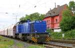 Railflex Lok 2 oder 275 007-3 wartet mit ihrem Kalkzug in Ratingen-Lintorf auf eine freie Trasse ins Angertal 10.06.2022