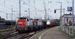 NexRail/DB 114 + 130 mit langem gemischten Güterzug Durchfahrt Koblenz Hbf am 12.08.2025