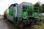 NEXRAIL 0650 109-8 mit Sozial- und Werkstattwagen für Drehhobel D-HOB 2500 II nochmal in der  Nah-Aufnahme .
