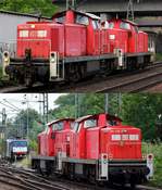 DB 3295 054-1 zieht eine der beiden letzten V90 der Reihe 291, hier die 3291 038-8 durch HH-Harburg.