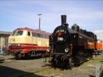 Die 217 001 und die 93 1410 am 24.03.2008 bei Diesellok Fes im Bahnpark Augsburg.