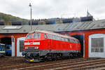   Die 218 191-5 (92 80 1218 191-5 D-MZE) der MZE - Manuel Zimmermann Eisenbahndienstleistungen, Hellenhahn-Schellenberg (Ww), ex DB 218 191-5, am 28.10.2018 auf der Drehscheibe im