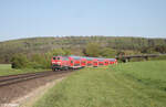 218 498-4 mit dem RE2 RE4859 Hof - München bei Oberteich.