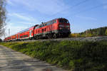 218 452-1 war am 02.11.17 und am darauffolgenden Tag mit dem Dosto-Pendeldienst zwischen Mühldorf und München Hbf beschäftigt.