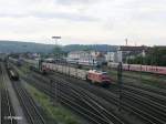 232 703-9 mit dem leerem Autozug in Schwandorf.