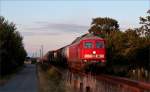 Im letzten Abendlicht zeigte sich am 23.07.15 232 669 mit einem Güterzug in Jübek