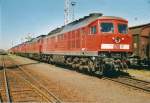 Am 10.04.2004 ruht sich der  Rennrusse  234 180 im Bw Rostock-Seehafen aus.