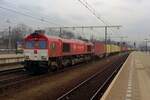 Am 22 Mrz 2013 durchfahrt CrossRail DE 6314 mit der Neuss-Antwerpen Containerzug Boxtel.