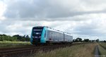 622 165-9/665-8 der NOB war am trüben Morgen des 21.6.16 als RB62 nach Itzehoe bei Epenwöhrden auf dem Weg in Richtung Süden.